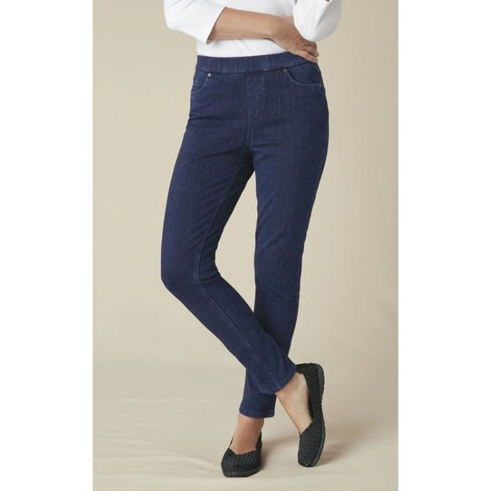 NWT Coldwater Creek Knit Denim Mid Rise Elastic Waist Leggings 12 Petite #18153